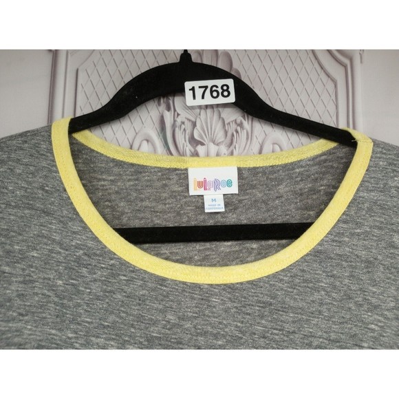 NWT LuLaRoe Dress SZ Medium Julia Style Sheath Casual Stretch Gray Yellow Trim - Picture 3 of 16